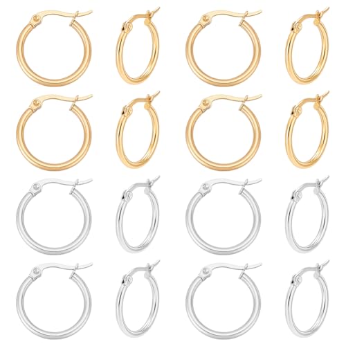 UNICRAFTALE 12 Paar 2 Farben Huggie Ohrstecker Edelstahl Ohrringe 185mm Knorpel Hänger Schlaf-Ohrringe Set Metall Ohrring Komponenten Zum Selbermachen Schmuck von UNICRAFTALE