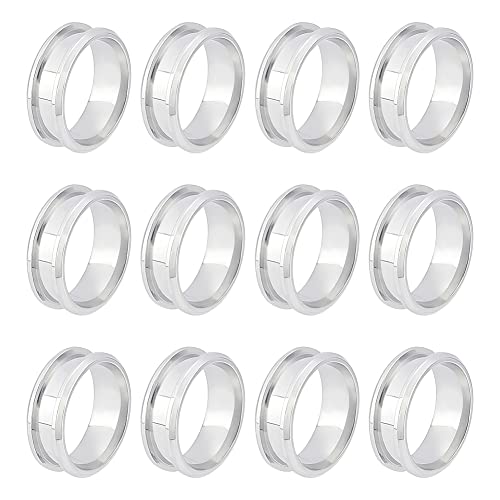 UNICRAFTALE 12 Stück Inlay Ring Größe 9 Kern Rohlinge Fingerring Edelstahl Gerillter Fingerring Hypoallergen Rohlinge Ringe Für Inlay Ring Schmuck Ehering Herstellung von UNICRAFTALE