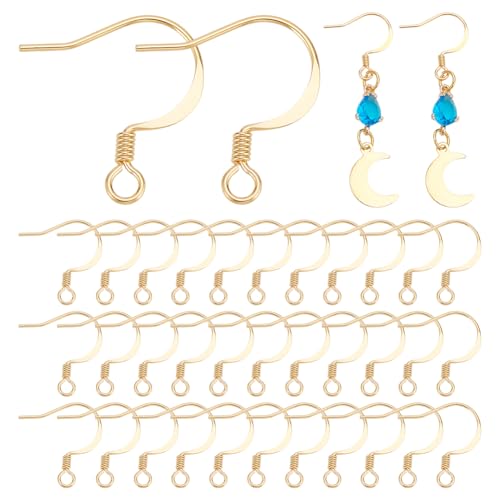 UNICRAFTALE 120 Stück 18 Karat Vergoldete Ohrringhaken Französische Draht Ohrringhaken Ohrdraht Angelhaken Mit Schlaufe Und Spule Baumelnde Ohrring Beschläge Für DIY Schmuck Ohrringherstellung von UNICRAFTALE