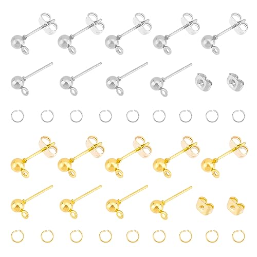 UNICRAFTALE 120 Stück 2 Farben Eisen Kugel Ohrstecker Runde Perlen Ohrring Mit 120 offenen Biegeringen Hypoallergen Gold Ohrstecker DIY Ohrringe Zubehör Für DIY Ohrringe Schmuckherstellung UNICRAFTALE 120 Stück 2 Farben Eisen Kugel Ohrstecker Runde Perlen Ohrring Mit 120 offenen Biegeringen Hypoallergen Gold Ohrstecker DIY Ohrringe Zubehör Für DIY Ohrringe Schmuckherstellung von UNICRAFTALE