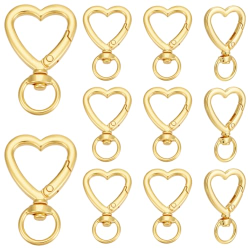 UNICRAFTALE 15 Stück Golden Heart Schwenkverschlüsse Trigger Feder Schlüsselanhänger Schnalle Verschluss Haken Schlüsselanhänger Ring Schnallen Mode Clips Für Schlüsselanhänger Loch 11x9mm UNICRAFTALE 15 Stück Golden Heart Schwenkverschlüsse Trigger Feder Schlüsselanhänger Schnalle Verschluss Haken Schlüsselanhänger Ring Schnallen Mode Clips Für Schlüsselanhänger Loch 11x9mm von UNICRAFTALE