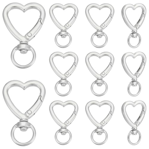 UNICRAFTALE 15 Stück Herzförmige Drehverschlüsse aus Platin, Karabinerverschluss, Schlüsselanhänger, Ringschnallen, modische Clips für Schlüsselanhänger, Tasche, Geldbörse und Handtasche, Loch, 11 x 9 UNICRAFTALE 15 Stück Herzförmige Drehverschlüsse aus Platin, Karabinerverschluss, Schlüsselanhänger, Ringschnallen, modische Clips für Schlüsselanhänger, Tasche, Geldbörse und Handtasche, Loch, 11 x 9 von UNICRAFTALE