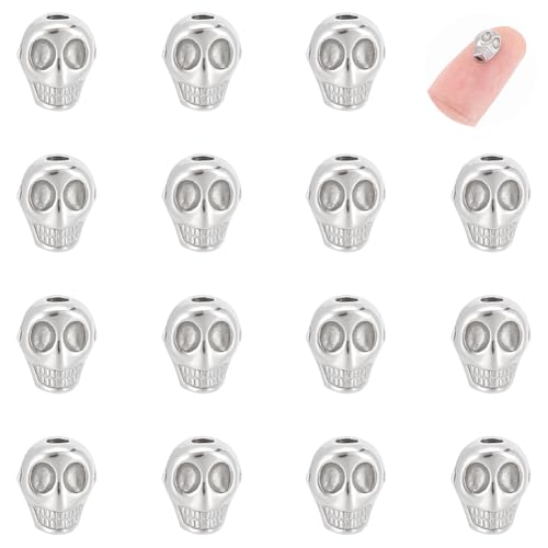 UNICRAFTALE 15 Stück Totenkopf Perlen Edelstahl Perlen Abstandsperlen Europäische Perlen Metallperlen Für Halloween Dekoration Für Die Herstellung von DIY Halsketten Und Armbändern Und Schmuck UNICRAFTALE 15 Stück Totenkopf Perlen Edelstahl Perlen Abstandsperlen Europäische Perlen Metallperlen Für Halloween Dekoration Für Die Herstellung von DIY Halsketten Und Armbändern Und Schmuck von UNICRAFTALE