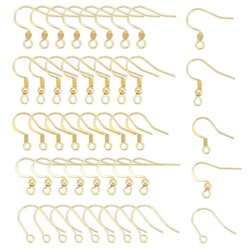 UNICRAFTALE 150 Stück 5 Stile 18 Karat Vergoldet Ohrhaken Edelstahl Ohrringhaken Mit Schlaufen Ohrhaken Aus Metall Mit Spule Und Kugel Für Die Herstellung von DIY Ohrringen Und Schmuck von UNICRAFTALE