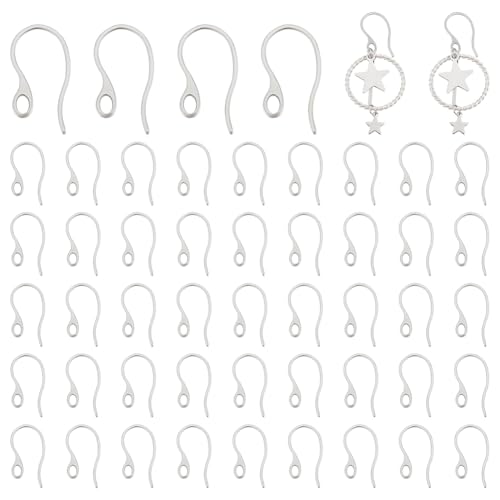 UNICRAFTALE 150 Stück Ohrringhaken Edelstahl Ohrring Französische Haken Mit Schlaufen Ohrringe Zubehör Ohrhaken Haken Ohrring Für DIY Tropfenohrringe Schmuckherstellung 22x11.5x1mm von UNICRAFTALE
