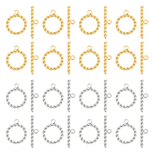 UNICRAFTALE 16 Sets 2 Farben Schmuck Verschluss Edelstahl Knebelverschlüsse Runddrehring Ketten Verschlüsse Metall OT Endverschlüsse Verbinder Armband Verschlüsse Für Schmuckherstellung 18mm von UNICRAFTALE