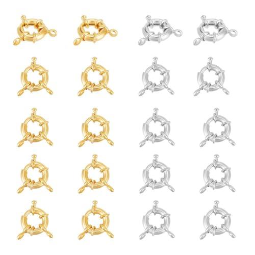 UNICRAFTALE 16 Stück 2 Farben Federringverschlüsse 12.5mm Vergoldet Runde Federverschlüsse Platin Federverschlüsse Brecelet Ringverschlüsse Und Verschlüsse Zur Schmuckherstellung Zubehör Loch 2.5mm von UNICRAFTALE