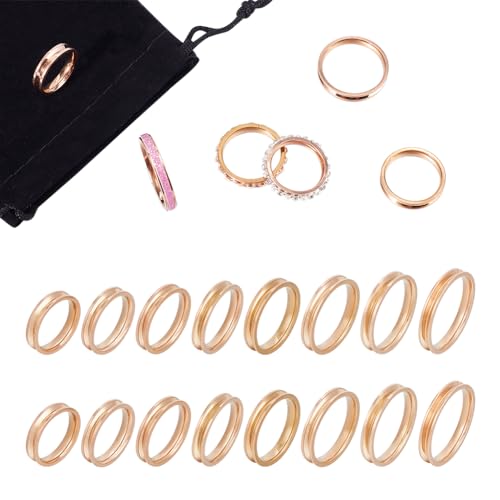 UNICRAFTALE 16 Stück 8 Größen Titanstahl Ringrohlinge Roségold Gerillte Fingerringfassungen Ringkernrohling Für Harz Runde Leere Ringrohlinge Für Die Herstellung von Inlay Ringschmuck UNICRAFTALE 16 Stück 8 Größen Titanstahl Ringrohlinge Roségold Gerillte Fingerringfassungen Ringkernrohling Für Harz Runde Leere Ringrohlinge Für Die Herstellung von Inlay Ringschmuck von UNICRAFTALE