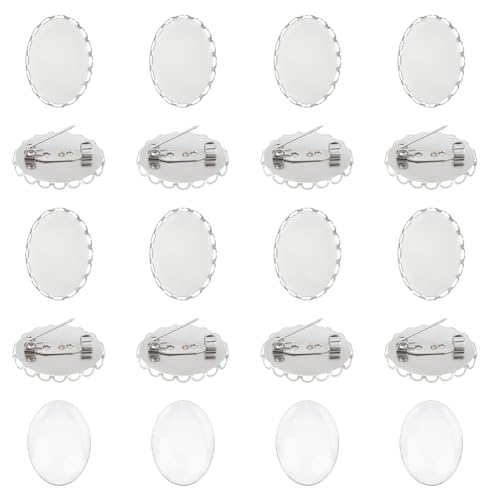 UNICRAFTALE 16 Stück Blanko Broschen Broschentablett Aus Edelstahl Ovale Tabletts Mit Klaren Glas Cabochons Broschenverschlüsse Anstecknadel Scheibenbasis Für Die Herstellung DIY Bastelarbeiten UNICRAFTALE 16 Stück Blanko Broschen Broschentablett Aus Edelstahl Ovale Tabletts Mit Klaren Glas Cabochons Broschenverschlüsse Anstecknadel Scheibenbasis Für Die Herstellung DIY Bastelarbeiten von UNICRAFTALE