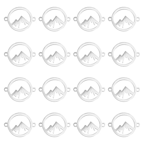 UNICRAFTALE 16Stk Berg Verbindung Anhänger Edelstahl Hypoallergen Armbänder Charms 15 mm Berg Anhänger Metall Anhänger Schmuckherstellung Anhänger Für Outdoor Liebhaber Wanderer Skifahrer Kletterer von UNICRAFTALE
