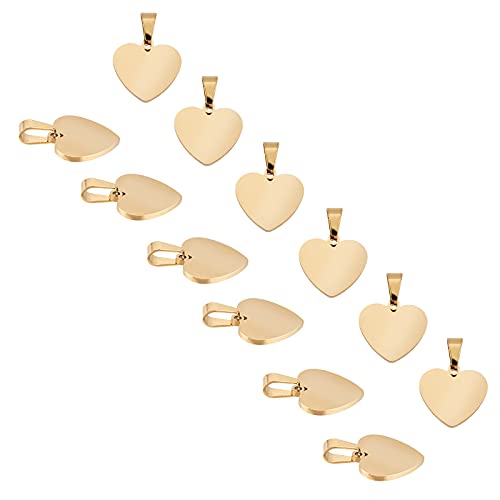 UNICRAFTALE 16pcs Herz Gravierbar Anhänger Golden Smooth Rohlinge Heart Charms Edelstahl Stamping Herz Metall Anhänger Valentinstag Charms Für Halskette Schmuckherstellung 16mm, 5x3 mm Loch UNICRAFTALE 16pcs Herz Gravierbar Anhänger Golden Smooth Rohlinge Heart Charms Edelstahl Stamping Herz Metall Anhänger Valentinstag Charms Für Halskette Schmuckherstellung 16mm, 5x3 mm Loch von UNICRAFTALE