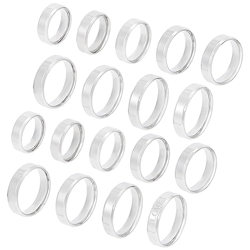 UNICRAFTALE 18 Stück Edelstahl Rohling Band Ringe 9 Größen Laserbeschriftung Schlichter Rohlinge Fingerring Metall Hypoallergen Ehering Klassischer Schlichter Ring Für Die Schmuckherstellung Geschenk von UNICRAFTALE