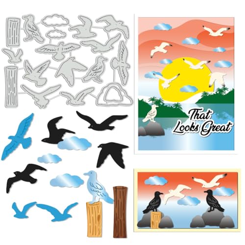UNICRAFTALE 18-teiliges Set Möwen Stanzformen für Kartenherstellung, Möwe und Pfahl, Stanzformen, Metall-Stanzformen für Scrapbooking, Schablone, DIY, Prägepapier, Album, Basteldekoration UNICRAFTALE 18-teiliges Set Möwen Stanzformen für Kartenherstellung, Möwe und Pfahl, Stanzformen, Metall-Stanzformen für Scrapbooking, Schablone, DIY, Prägepapier, Album, Basteldekoration von UNICRAFTALE