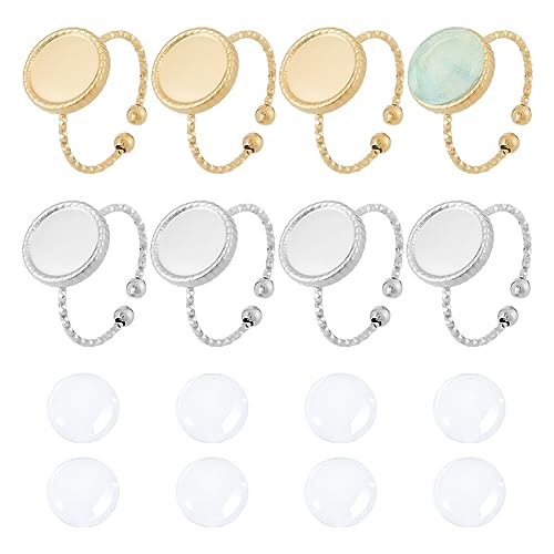UNICRAFTALE 2 Farben, 16 Stück, zum Selbermachen, blanko, Kuppelring-Set, verstellbar, halbrund, Cabochon-Ring-Rohlinge, Edelstahl, offene Manschettenring-Einstellungen, Rohlinge, DIY-Lünetten für UNICRAFTALE 2 Farben, 16 Stück, zum Selbermachen, blanko, Kuppelring-Set, verstellbar, halbrund, Cabochon-Ring-Rohlinge, Edelstahl, offene Manschettenring-Einstellungen, Rohlinge, DIY-Lünetten für von UNICRAFTALE