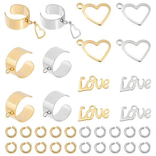 UNICRAFTALE 2 Farben 6 1/2 DIY Manschettenring Kit Mit 8 Edelstahl Manschettenringen Mit Schlaufe 4 Herz Anhänger 4 Liebes Anhänger 20 Biegeringen Für Die Herstellung von Manschettenringen UNICRAFTALE 2 Farben 6 1/2 DIY Manschettenring Kit Mit 8 Edelstahl Manschettenringen Mit Schlaufe 4 Herz Anhänger 4 Liebes Anhänger 20 Biegeringen Für Die Herstellung von Manschettenringen von UNICRAFTALE