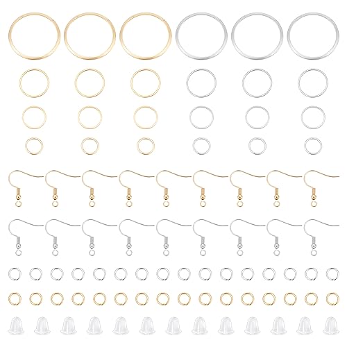 UNICRAFTALE 2 Farben DIY Ohrring-Sets enthalten 48 Stück Edelstahl-Verbindungsringe, 48 Stück Ohrringhaken und 40 Stück Ohrmuttern mit 100 Stück Biegeringe goldene Edelstahlfarbe für UNICRAFTALE 2 Farben DIY Ohrring-Sets enthalten 48 Stück Edelstahl-Verbindungsringe, 48 Stück Ohrringhaken und 40 Stück Ohrmuttern mit 100 Stück Biegeringe goldene Edelstahlfarbe für von UNICRAFTALE