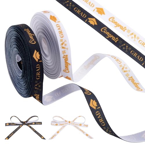 UNICRAFTALE 2 Rolle 20 Yards/Rolle Abschlussband Für Blumen Glückwunsch Absolvent Klasse 2025 Abschlussfeier Dekorationen Weiß Schwarze Ripsbänder Zum Verpacken von Geschenken 3/8 Zoll Breit UNICRAFTALE 2 Rolle 20 Yards/Rolle Abschlussband Für Blumen Glückwunsch Absolvent Klasse 2025 Abschlussfeier Dekorationen Weiß Schwarze Ripsbänder Zum Verpacken von Geschenken 3/8 Zoll Breit von UNICRAFTALE