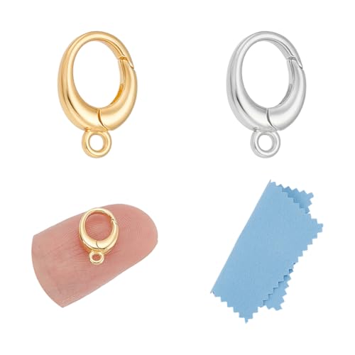 UNICRAFTALE 2 Stück 2 Farben 925 Spring Gate Ringe Aus Sterlingsilber Ovaler Federverschluss Mit Schlaufe 12mm Lang Metall Schlüsselanhänger Karabiner Für Die Schmuckherstellung Armbänder DIY von UNICRAFTALE