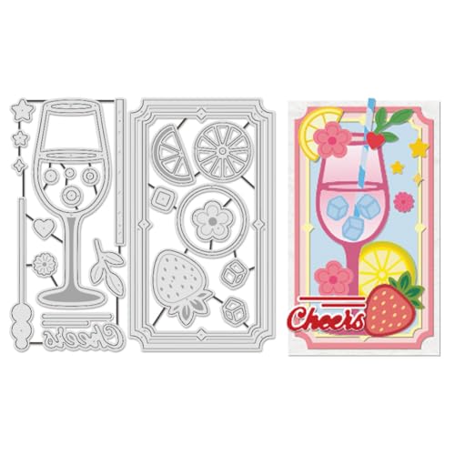 UNICRAFTALE 2 Stück Metall Stanzformen Weinglas Gestanzt Prägeschablonen Langlebige Stanzformen Für Kartenherstellung Papierbasteln Bilderrahmen Dekor DIY Scrapbooking 13.8x6.8 8cm von UNICRAFTALE
