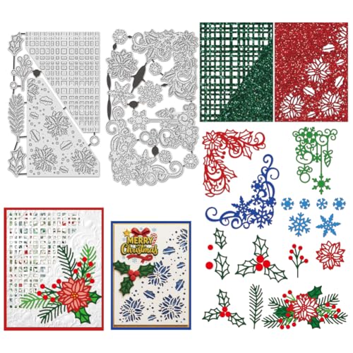 UNICRAFTALE 2 Stück Weihnachts-Elemente, Metall-Stanzformen, wiederverwendbar, Weihnachtsecken, Prägeschablonen, Hintergrundschablonen für Kartenherstellung, Basteln, Scrapbooking UNICRAFTALE 2 Stück Weihnachts-Elemente, Metall-Stanzformen, wiederverwendbar, Weihnachtsecken, Prägeschablonen, Hintergrundschablonen für Kartenherstellung, Basteln, Scrapbooking von UNICRAFTALE