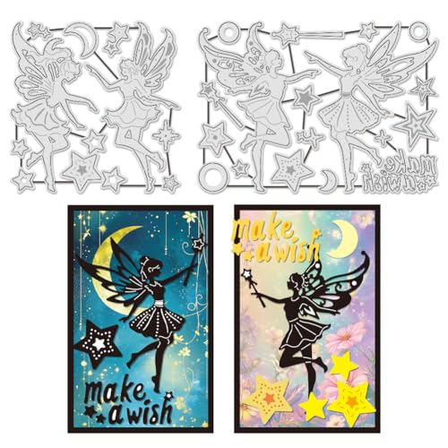 UNICRAFTALE 2 x Feenstern-Stanzformen für Kartenherstellung, Engel-Fantasy-Elfen-Stanzformen, Metall-Stanzformen für Scrapbooking, Schablone, DIY, Prägepapier, Album, Basteldekoration UNICRAFTALE 2 x Feenstern-Stanzformen für Kartenherstellung, Engel-Fantasy-Elfen-Stanzformen, Metall-Stanzformen für Scrapbooking, Schablone, DIY, Prägepapier, Album, Basteldekoration von UNICRAFTALE