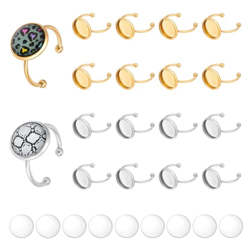 UNICRAFTALE 20 Set 2 Farben Blanke Fingerringe Cabochon Kuppelring Edelstahl Flache Pad Ringkomponenten Cabochon Tablett 12mm Offene Manschetten Lünettentablett Flaches Ringtablett Für Die Herstellung UNICRAFTALE 20 Set 2 Farben Blanke Fingerringe Cabochon Kuppelring Edelstahl Flache Pad Ringkomponenten Cabochon Tablett 12mm Offene Manschetten Lünettentablett Flaches Ringtablett Für Die Herstellung von UNICRAFTALE