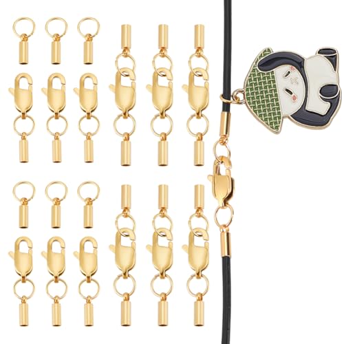 UNICRAFTALE 20 Set Lederkordelenden Karabinerverschlüssen Edelstahl Goldene Kordelendkappen Für Armbänder Halsketten Karabinerverschluss Für Selbstgemachte Armbänder Halsketten Schmuckherstellung UNICRAFTALE 20 Set Lederkordelenden Karabinerverschlüssen Edelstahl Goldene Kordelendkappen Für Armbänder Halsketten Karabinerverschluss Für Selbstgemachte Armbänder Halsketten Schmuckherstellung von UNICRAFTALE