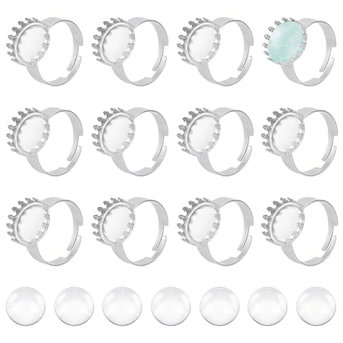 UNICRAFTALE 20 Sets 19 mm Rohlinge Für Ringe Basis Runde Rohlinge Cabochon Fingerringe Verstellbar Edelstahl Pad Ringe Flacher Runder Rohling Cabochon Ring Lünettenschale Für Die Schmuckherstellung von UNICRAFTALE