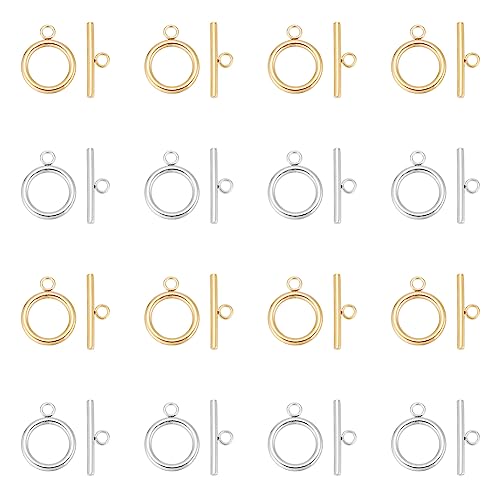 UNICRAFTALE 20 Sets 2 Farben 304 Edelstahl Knebelverschlüsse Und Runde Ring Schmuck Verschluss Armband Verschlüsse Schmuckverbinder Für Herstellung DIY Halsketten Armbändern Schmuck von UNICRAFTALE