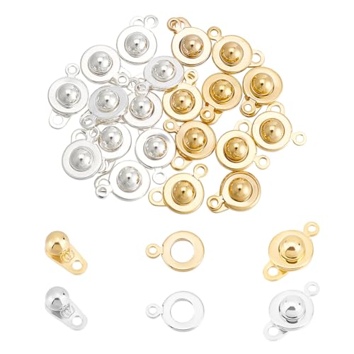 UNICRAFTALE 20 Sets 2 Farben Edelstahl Schmuckverschlüsse 15mm Lange Runde Verschlüsse Kugel Und Sockel Armbandverschlüsse Verbinder Metall Schmuckverschlüsse Für DIY Halsketten Schmuckherstellung von UNICRAFTALE