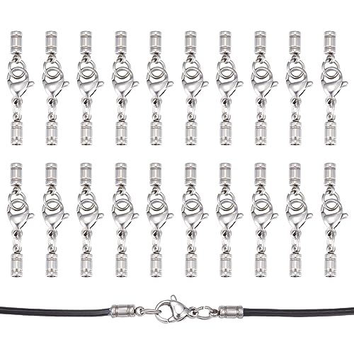 UNICRAFTALE 20 Sets 304 Edelstahl Karabinerverschlüsse Mit Kordelenden Karabinerverschluss Verbindungsverschluss Verschluss Für Lederband Halsketten Armbänder Schmuckherstellung von UNICRAFTALE