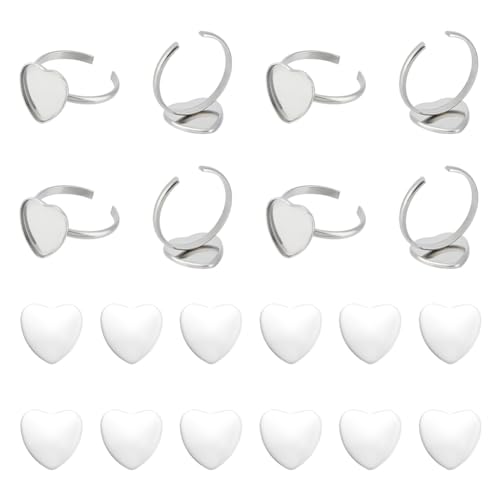 UNICRAFTALE 20 Sets Cabochon Ring Herz Rohling Ringe Edelstahl Ringfassungen Basisring Offene Manschetten Fingerringe Mit 20 Stück Glas Cabochons Basis Lünette Ablage UNICRAFTALE 20 Sets Cabochon Ring Herz Rohling Ringe Edelstahl Ringfassungen Basisring Offene Manschetten Fingerringe Mit 20 Stück Glas Cabochons Basis Lünette Ablage von UNICRAFTALE