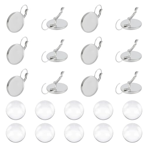 UNICRAFTALE 20 Sets Edelstahl Ohrring Lünettenfassungen Flache Runde Ohrringe Mit Glas Cabochons DIY Kit Zur Herstellung von Rohkuppel Ohrringen Für Die Schmuckherstellung von Baumelnden Ohrringen UNICRAFTALE 20 Sets Edelstahl Ohrring Lünettenfassungen Flache Runde Ohrringe Mit Glas Cabochons DIY Kit Zur Herstellung von Rohkuppel Ohrringen Für Die Schmuckherstellung von Baumelnden Ohrringen von UNICRAFTALE