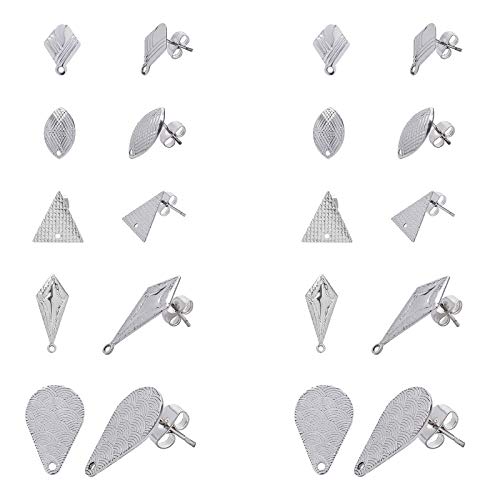 UNICRAFTALE 20 Stk 5 Stile DIY Ohrstecker Hypoallergene Teardrop Ohrstecker Edelstahl Damen Ohrringe Rhombus DIY Ohrstecker Mit Ohrring Rücken Metall Ohrringe Selber Machen Set Für Schmuckherstellung von UNICRAFTALE