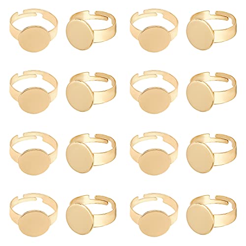 UNICRAFTALE 20 Stück 12 mm Fingerringe Rohlinge Verstellbare 304 Edelstahl Cabochon Flach Rund Pad Ringe Basis Golden DIY Fingerringe Zubehör Für Die Schmuckherstellung von UNICRAFTALE