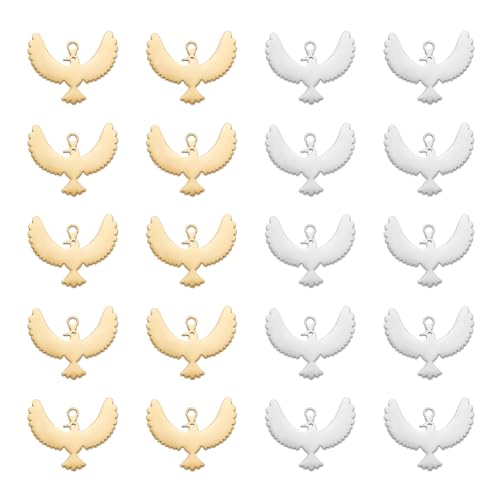 UNICRAFTALE 20 Stück 2 Farben 304 Edelstahl Vogel Anhänger Flache Metall Kolibri Anhänger Tropfen Ohrhänger Anhänger Für Armbänder Halsketten DIY Schmuckherstellung von UNICRAFTALE