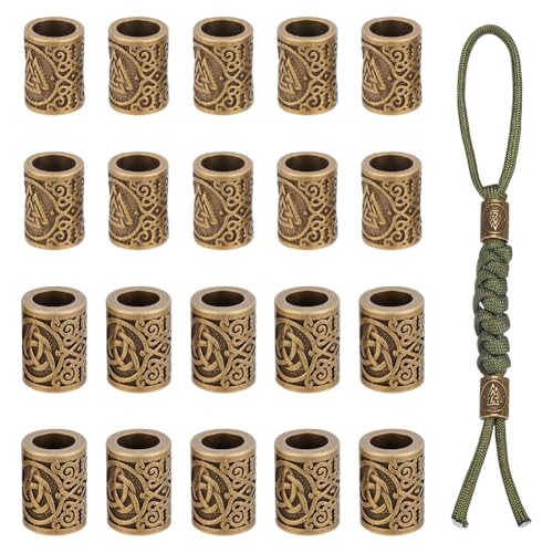UNICRAFTALE 20 Stück 2 Stile Säulenförmige Paracord Perlen Antiquiert Bronze Großlochige Europäische Perlen Legierungsverbinder Charm Strukturperlen Für Haarflechtarmbänder 7 5mm Loch von UNICRAFTALE