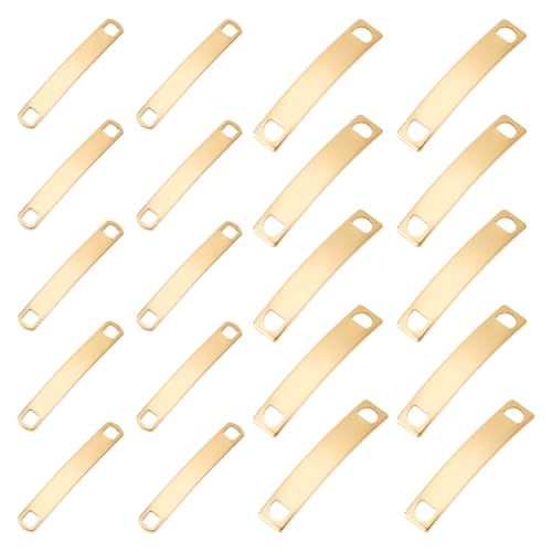 UNICRAFTALE 20 Stück 2 Stile gebogene rechteckige Glieder aus Edelstahl, 34–39 mm, goldene Prägung, blanko Etiketten, Verbinder für DIY-Armbänder, Halsketten, Schmuckherstellung, Loch 4–5 mm von UNICRAFTALE