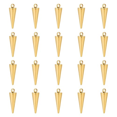 UNICRAFTALE 20 Stück Golden Spike Charm 18x5mm Edelstahl Punk Stil Kegel Anhänger Metall Ohrringe Charms Kegel Armband Charms Für DIY Halskette Ohrringe Schmuckherstellung von UNICRAFTALE