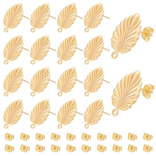 UNICRAFTALE 20 Stück 18 Karat Vergoldete Beschläge Ohrstecker Blattpfosten Ohrring Mit Ohrmuttern Strukturierte Blatt Ohrhänger Für Die DIY Ohrstecker Ohrring Schmuckherstellung UNICRAFTALE 20 Stück 18 Karat Vergoldete Beschläge Ohrstecker Blattpfosten Ohrring Mit Ohrmuttern Strukturierte Blatt Ohrhänger Für Die DIY Ohrstecker Ohrring Schmuckherstellung von UNICRAFTALE