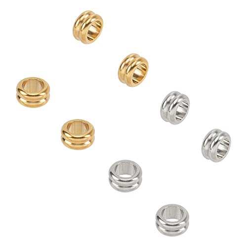 UNICRAFTALE 20 Stück Säule Lose Perlen 6 mm Große Lochperle 2 Farben Metall Gerillte Perlen Edelstahlperlen 10 mm Armband Perlen Säule Gerillte Perlen Für Schmuckherstellung Ergebnisse DIY von UNICRAFTALE