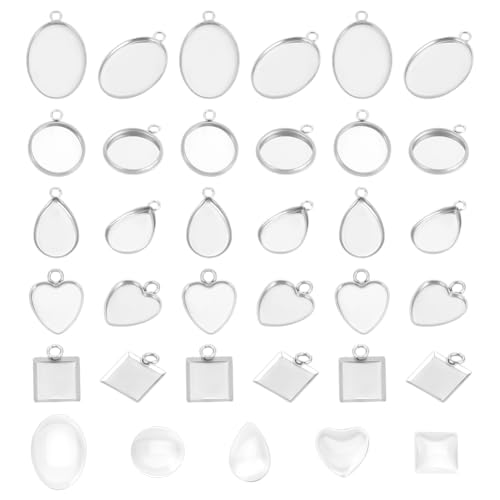 UNICRAFTALE 200 Stück 5 Stile Cabochon Anhängerfassungen Edelstahl Blanke Lünette Anhängerschalen Ovale Tropfenform Herz Flach Rund Quadratisch Basis Cabochon Anhänger Zur Schmuckherstellung UNICRAFTALE 200 Stück 5 Stile Cabochon Anhängerfassungen Edelstahl Blanke Lünette Anhängerschalen Ovale Tropfenform Herz Flach Rund Quadratisch Basis Cabochon Anhänger Zur Schmuckherstellung von UNICRAFTALE