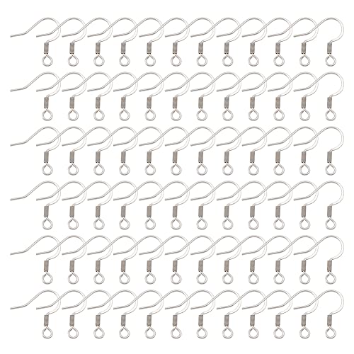 UNICRAFTALE 200Stk 304 Edelstahl Ohrringhaken Metall Ohrhaken 0.8mm Stift Ohrringe Haken Mit Schlaufe DIY Ohrring Zubehör Für Schmuck Ohrringherstellung 14x17x2mm, Loch 2 mm von UNICRAFTALE