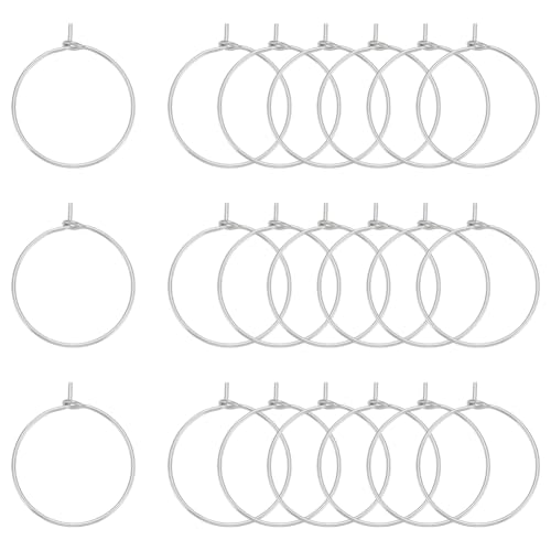 UNICRAFTALE 200pcs 20mm Durchmesser Silbertöne Weinglas Charms Ringe 304 Edelstahl Creolen Befunde 0.7mm Pin Metall Hoop Ohrring Für Frauen Creolen Herstellung 24x20x0.7mm von UNICRAFTALE