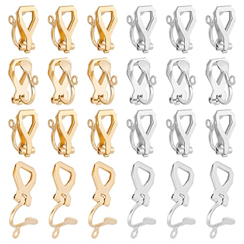 UNICRAFTALE 40pcs Edelstahl Clip-On Ohrringe Ohrringe Clips Damen Ohrklipser Ohne Ohrlöcher Ohrclips zum Selber Machen Golden Edelstahl Farbe Rohling Clip Ohrringe Ohrclips Mädchen DIY Ohrring von UNICRAFTALE