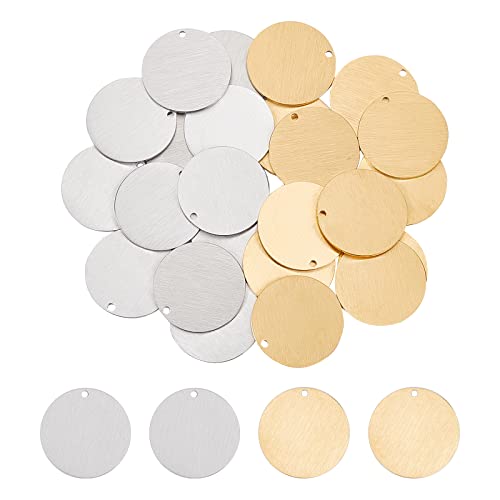 UNICRAFTALE 24Pcs 2 Farben Runde Metallrohlinge Anhänger 304 Edelstahl Blanko Stempel Anhänger 20mm Stanzen Blanko Tags Charms Hundemarke Haustier ID Tags Für Ohrringe Halskette Schmuckherstellung von UNICRAFTALE