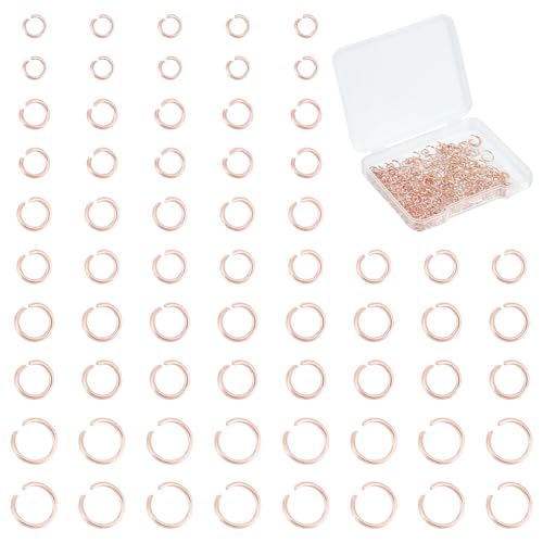 UNICRAFTALE 250Stk 5 Größen Offene Biegeringe 3/4/4.5/5/6mm Roségold Biegeringe Edelstahl Runde Ring Metall Sprungringe Schmuck Jump Rings Für Ketten Armband Schmuck Herstellung von UNICRAFTALE