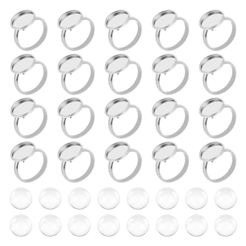 UNICRAFTALE 30 Set Cabochon Rohlinge Ring Basis 12mm Tablett Flat Round Cabochon Rings Sets Edelstahl DIY Fingerring Basis Mit Transparente Glas Cabochon Runde Ring Lünetten für Ringherstellung UNICRAFTALE 30 Set Cabochon Rohlinge Ring Basis 12mm Tablett Flat Round Cabochon Rings Sets Edelstahl DIY Fingerring Basis Mit Transparente Glas Cabochon Runde Ring Lünetten für Ringherstellung von UNICRAFTALE