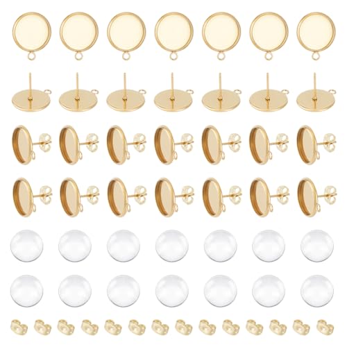 UNICRAFTALE 30 Sets 12mm Cabochon Ohrstecker DIY Ohrringe Set Gold 304 Edelstahl DIY Ohrringe Herstellung Erwachsene von UNICRAFTALE