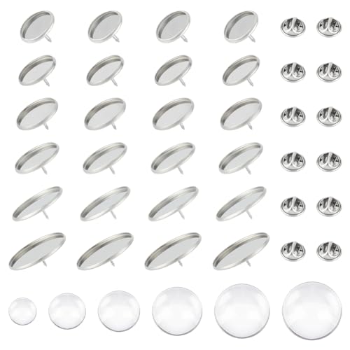 UNICRAFTALE 30 Sets 6 Größen Runde Broschen Edelstahl Brosche Tablett Basis Leere Anstecknadeln Cabochon Tablett Broschen Mit Schmetterlingsnadel Rückseite Für DIY Bastel Revers Herstellungszubehör von UNICRAFTALE